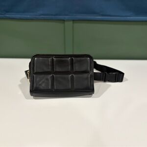 Amanda Uprichard black leather belt bag / cross body bag.